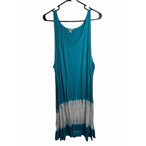 falls creek womens blue white tank top midi summer dress size 3X XXXL